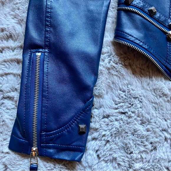 Leisurely Life Navy blue bikercore Moto jacket, spikes and zips, never worn. - Picture 5 of 15